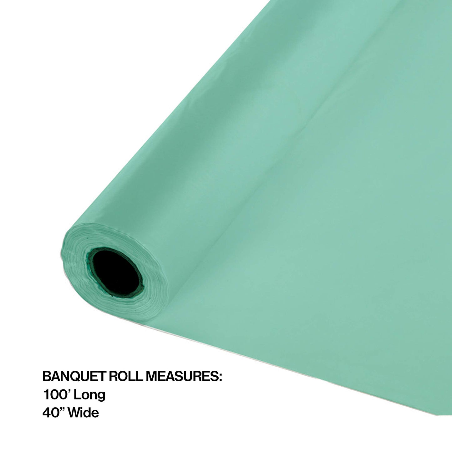 Creative Converting Festive Fresh Mint Plastic Banquet Roll Tablecover, 40" X 100'
