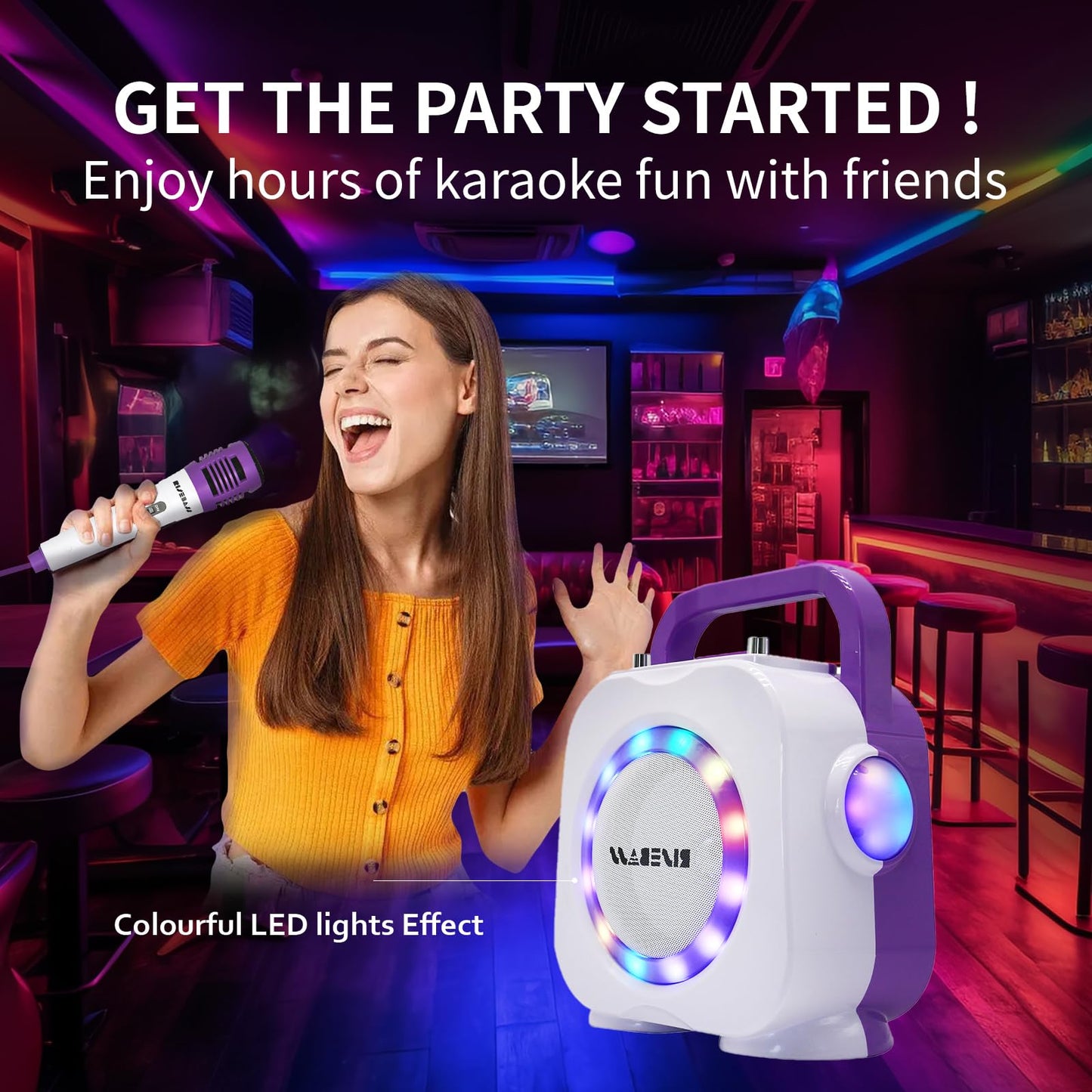 Karaoke Machine for Kids - Bluetooth Speaker with 2 Microphone - Portable Kids Karaoke Machine for Girls and Boys - Birthday Gift for Girls and Boys