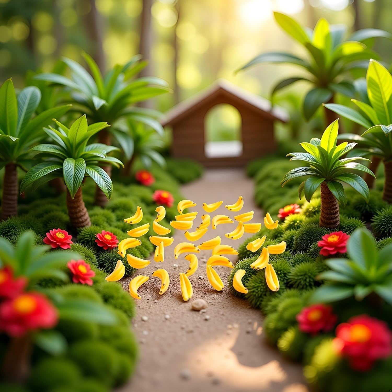 30Pcs Yellow Mini Plastic Artificial Bananas 1/12 Scale Dollhouse Accessories, Realistic Miniature Fruit Models for Fairy Garden Kitchen Decor & DIY