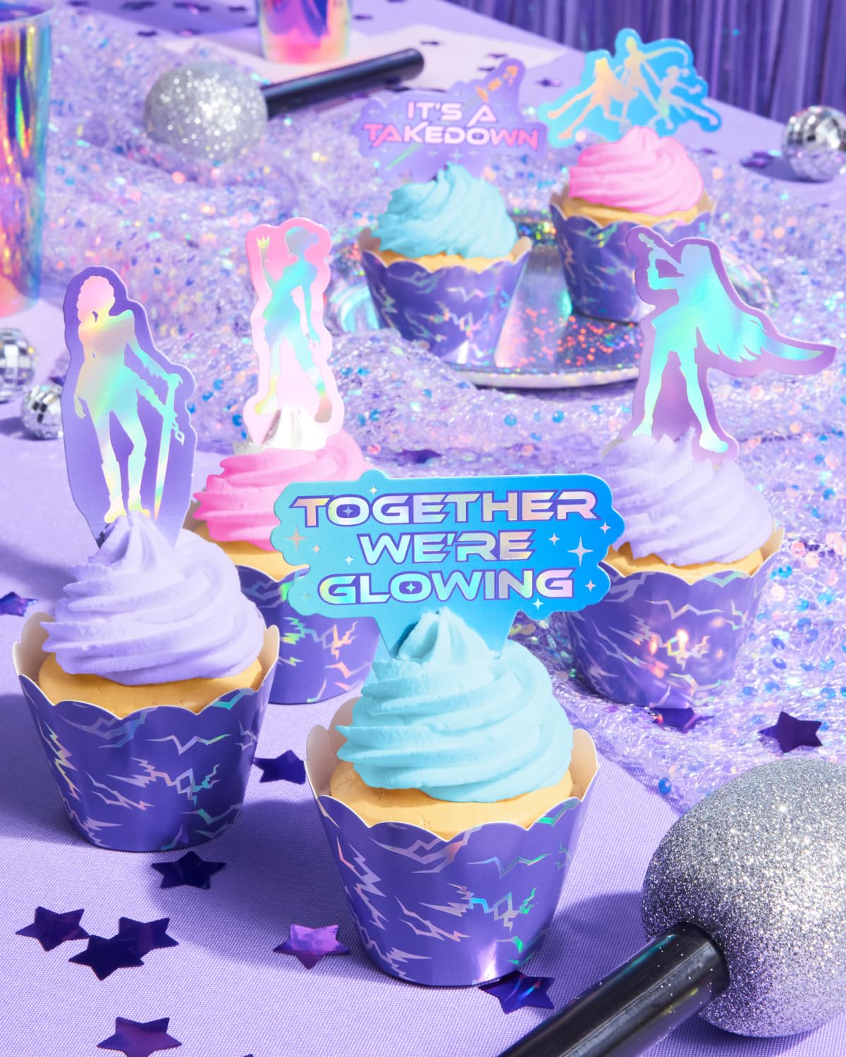 xo, Fetti 24 Pop Star Cupcake Toppers Wrappers | Kids Birthday Party Decor