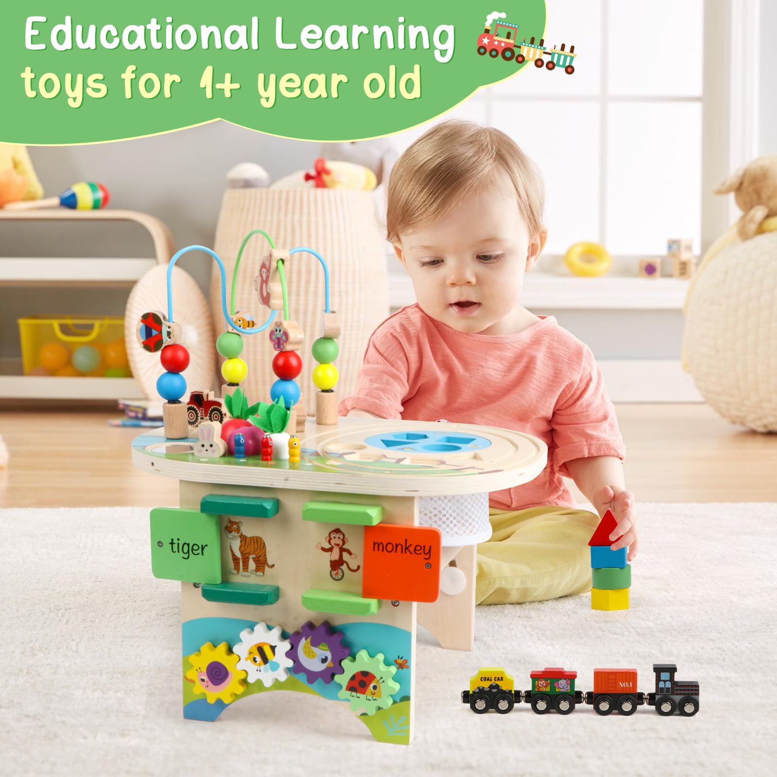 Gemileo Activity Table for 1 Year Old Montessori Educational Learning Toys for 1 2 Year Old Girls Boys Toddlers Baby 12-18 Months 1st First Birthday