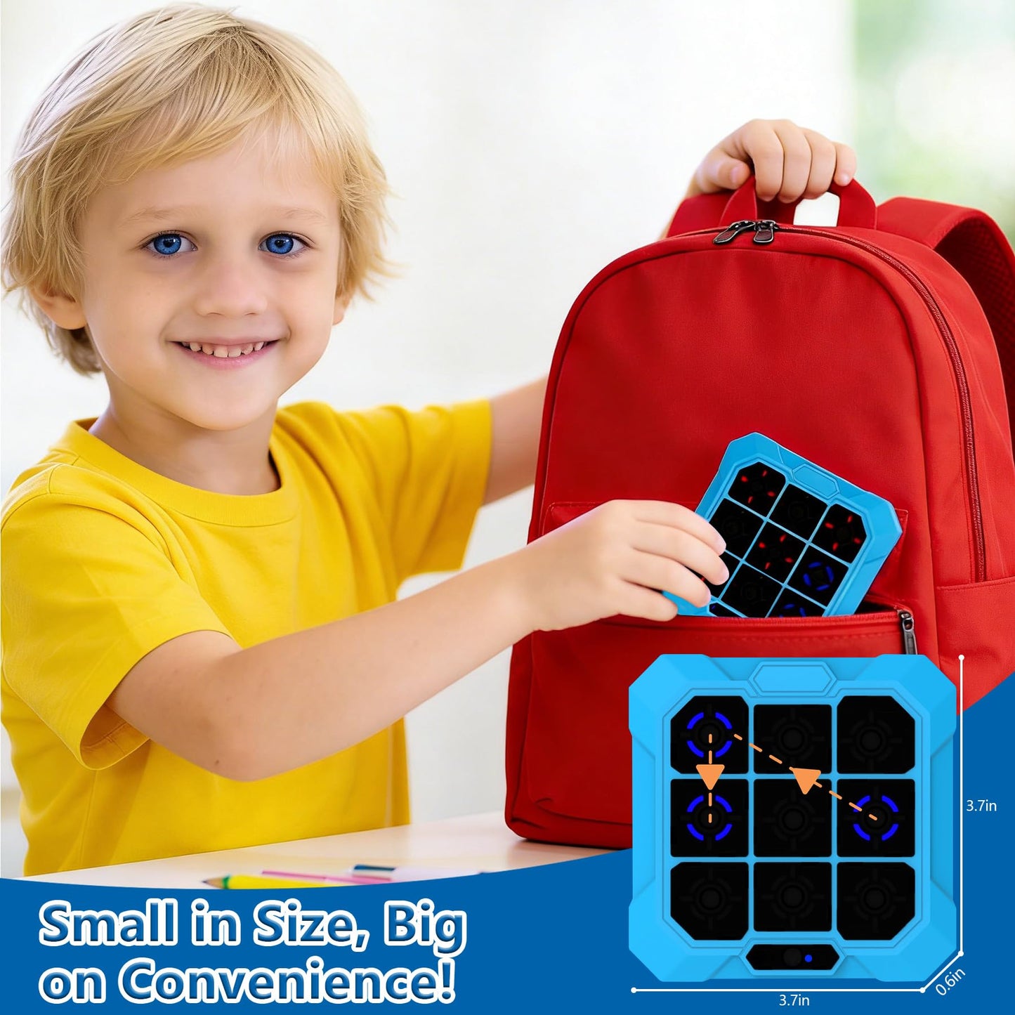 BEBESIRI Tic Tac Toe，Four in One Handheld Puzzle Game Machine Exercise Memory, Portable Pocket Game, Suitable for Christmas and Birthday Gifts