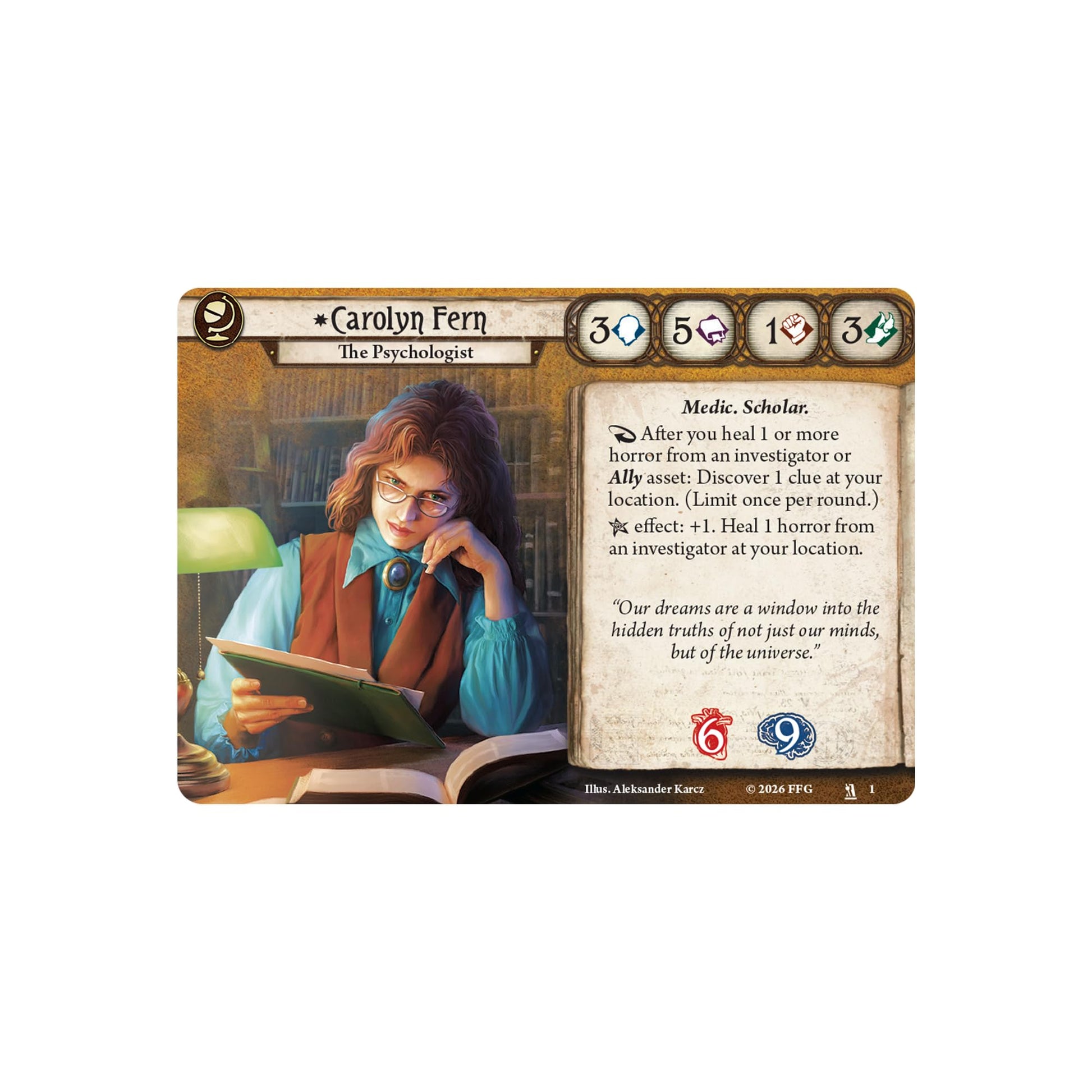 Asmodee Arkham Horror: The Card Game Carolyn Fern Investigator Deck - Seeker Role Deck with Healing & Horror Removal Abilities, Ages 14+, 1-4 Players