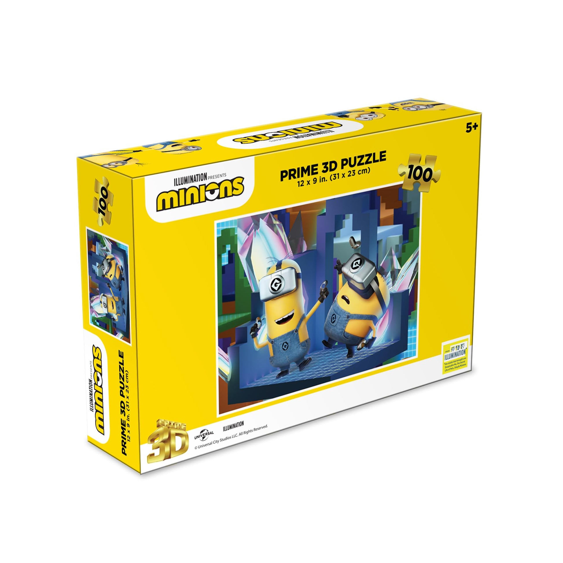 Prime 3D Universal | Minions | 3D Jigsaw Puzzle| 100 Piece Jigsaw for Kids | Finished Size 12" x 9" | Challenging & Fun for Kids & Families |