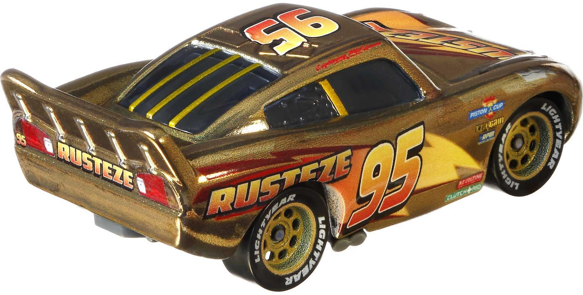 Disney Cars Golden Die-Cast Lightning McQueen 1:55Scale Movie Character for Racing and Storytelling Fun, Gift for Kids Age 3 Years and Older
