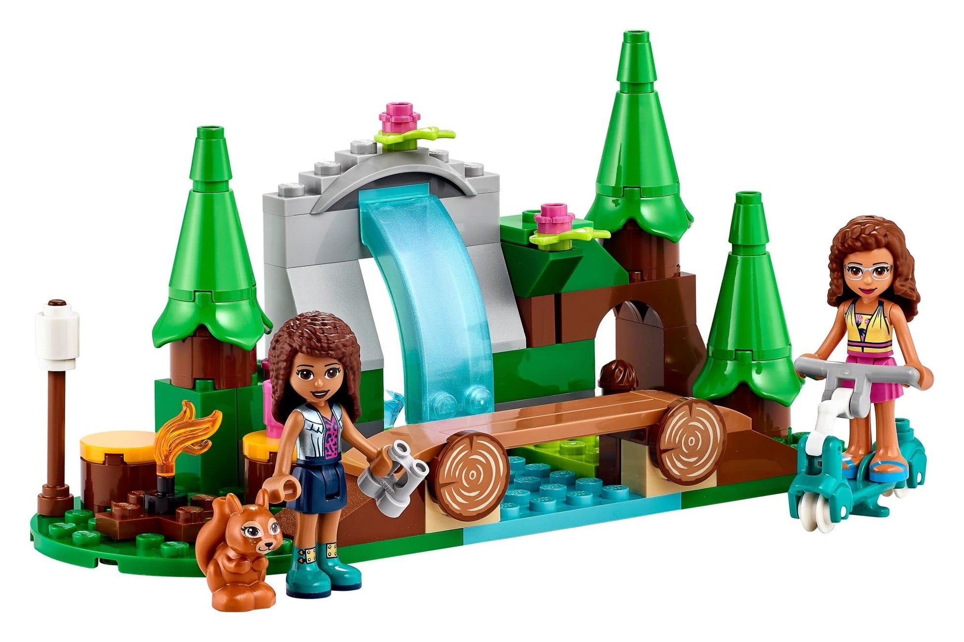 LEGO Friends Forest Waterfall Camping Adventure Set, Building Toys with Andrea and Olivia Mini-Dolls, Toys for 5 Plus Year Old Kids, Girls & Boys