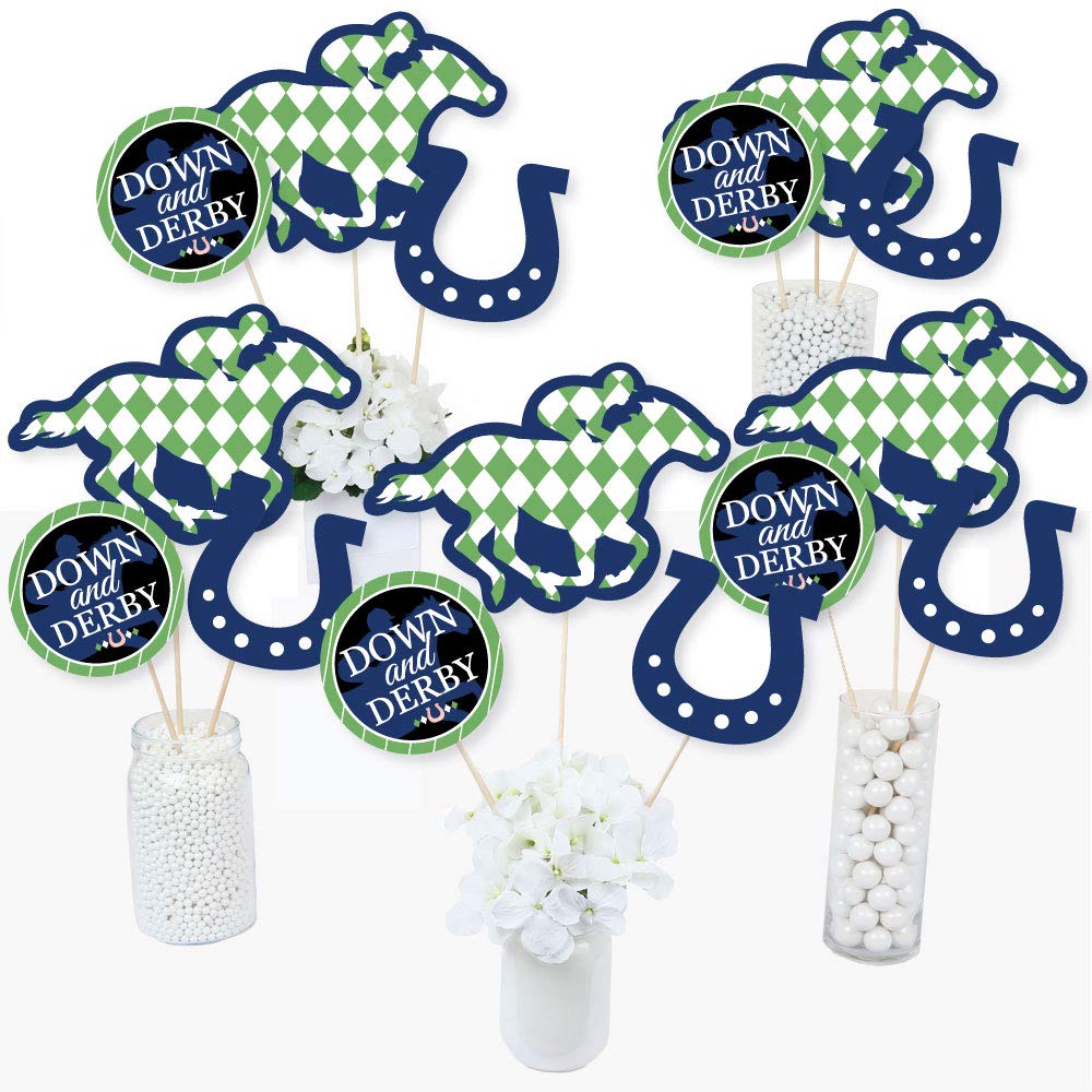 Big Dot of Happiness Kentucky Horse Derby - Race Party Centerpiece Sticks - Table Toppers - Set of 15