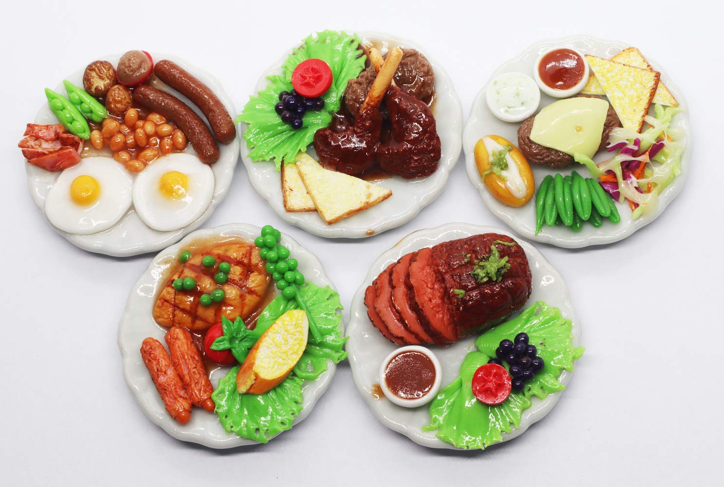 Set 5 Dollhouse Miniature Food Lamb Ribs - Realistic Mini Food Accessories for Dollhouse Kitchen Decor 1:6 Scale Collectible