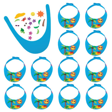 Fun Express Tropical Foam Visor Craft Kit - Craft for Kids Ages 4-8 | Summer Crafts with Foam Stickers for Kids | Bulk Party Crafts for Toddler Arts