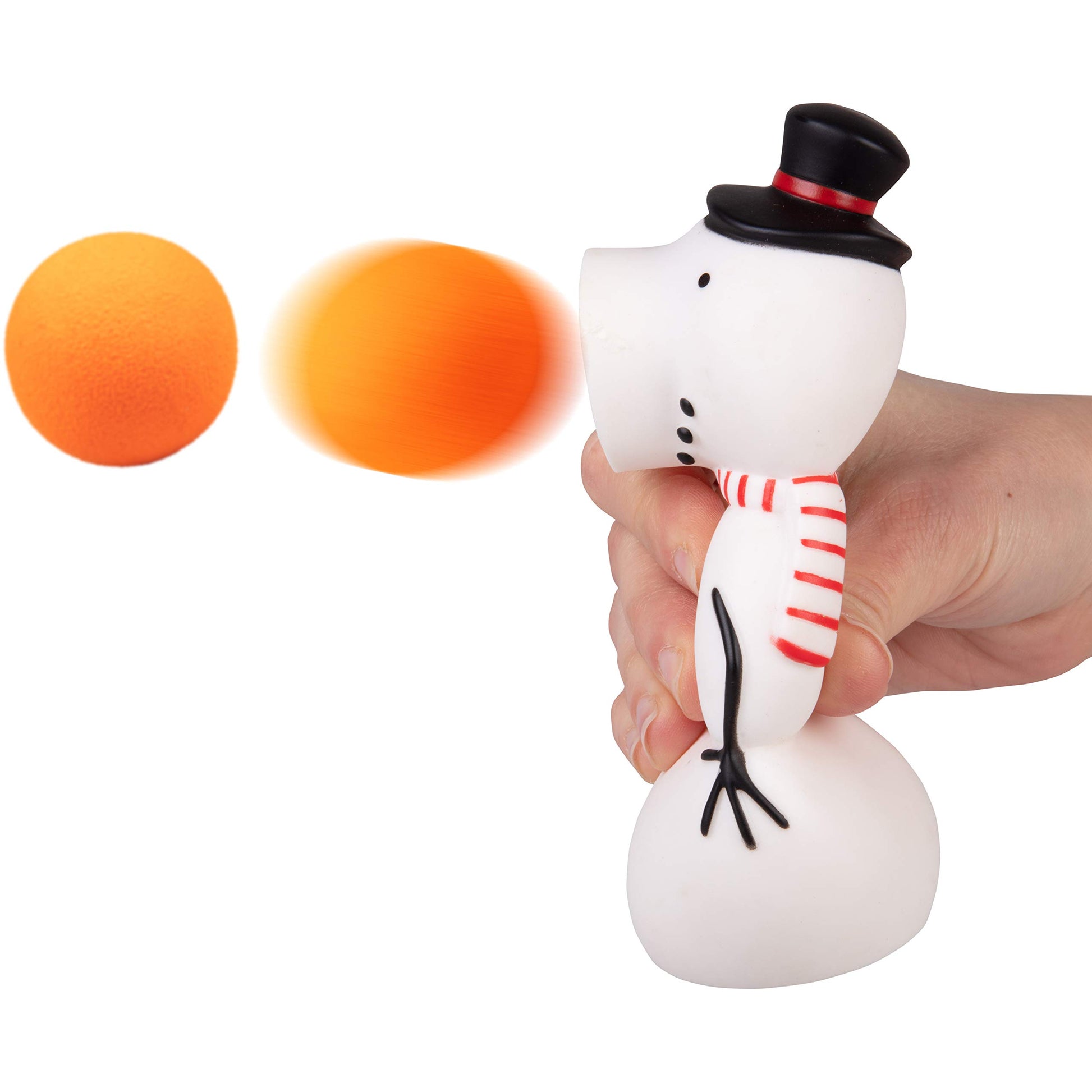 Hog Wild Christmas Snowman Ball Popper Toy - Holiday Stocking Stuffer Includes 4 Soft Foam Balls - Squeeze to Pop Air Powered Balls Up to 20 Feet