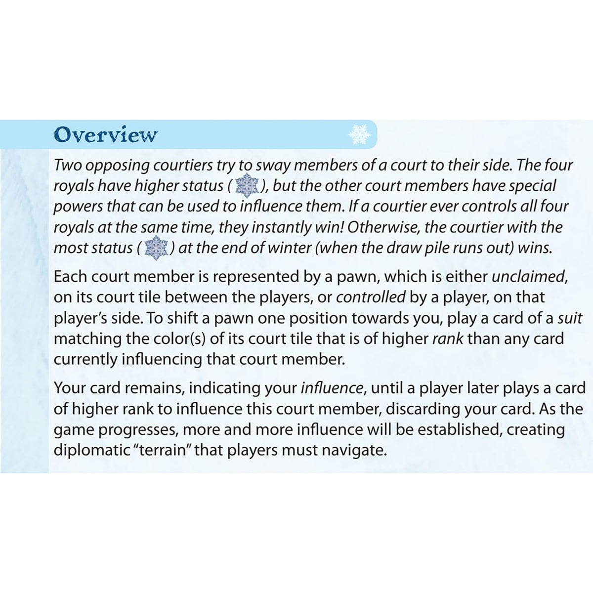Rio Grande Games Winter Court Strategy Card Game, 2 Players, Ages 14+