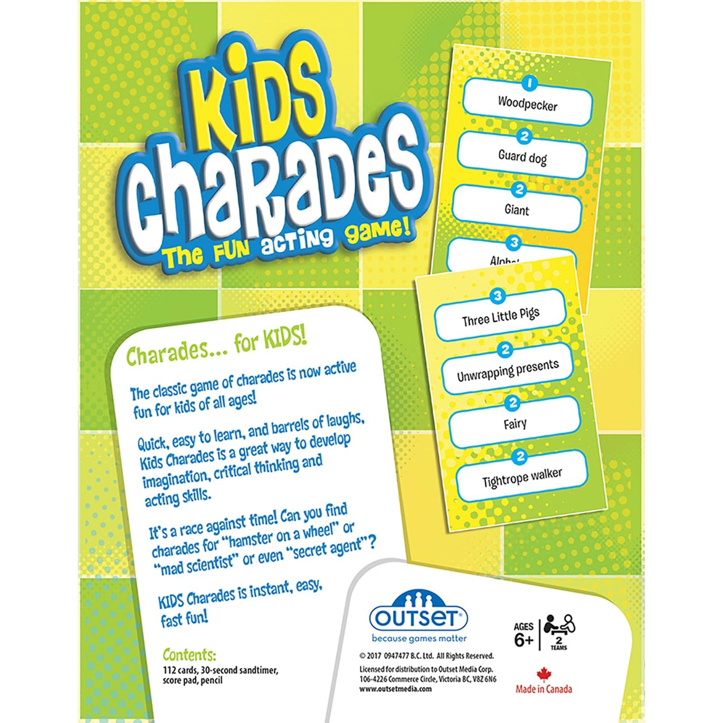 Outset Media: Kids Charades (New Box Size) - 300 Charades, Act-It-Out Family Game, Builds Imagination & Creativity, Fun Party Game, Ages 6+, 2 Teams