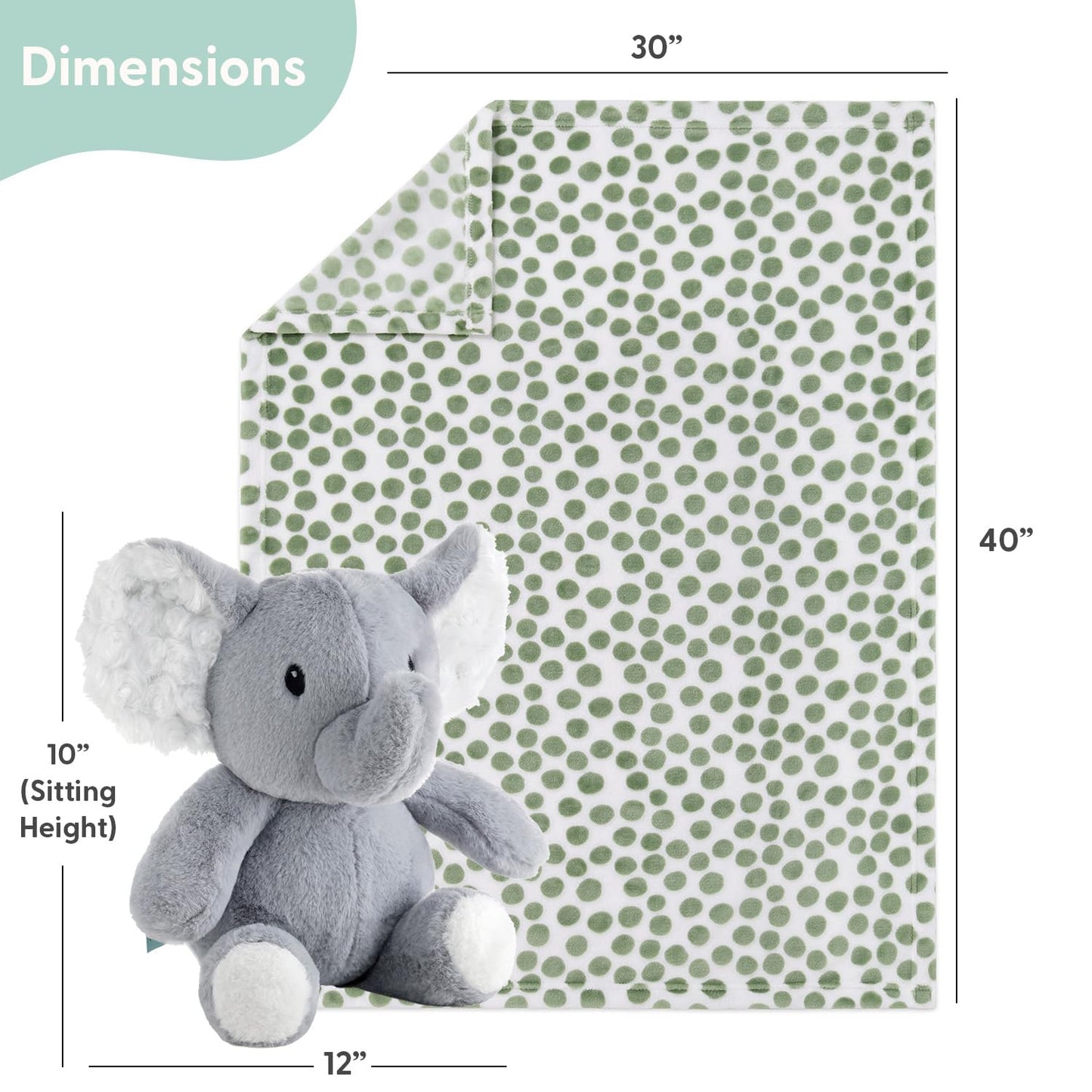 The Peanutshell Blanket Gift Set, Ellie Plush Elephant Stuffed Animal Toy for Boys, Girls, Cute Elephant Plushies, Animal Plush Toys, Small