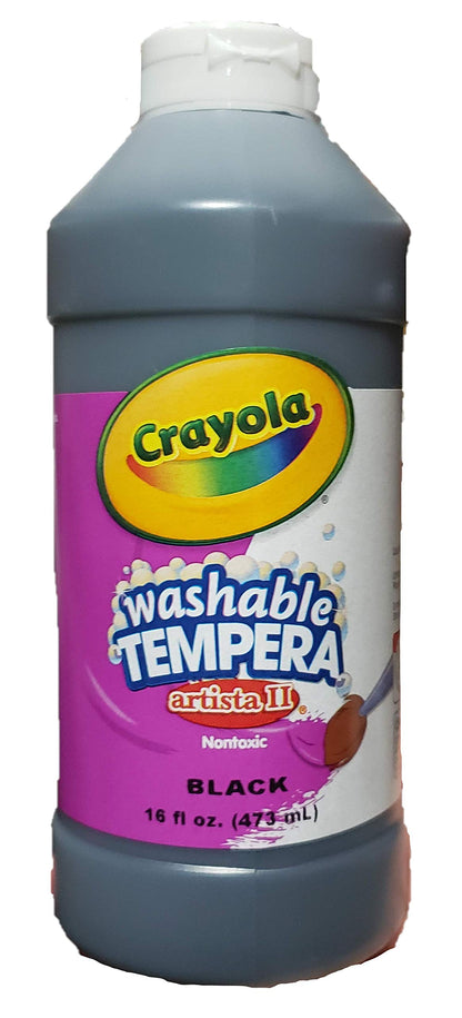 Crayola 543115051 Artista II Washable Tempera Paint, Black, 16 oz CYO543115051