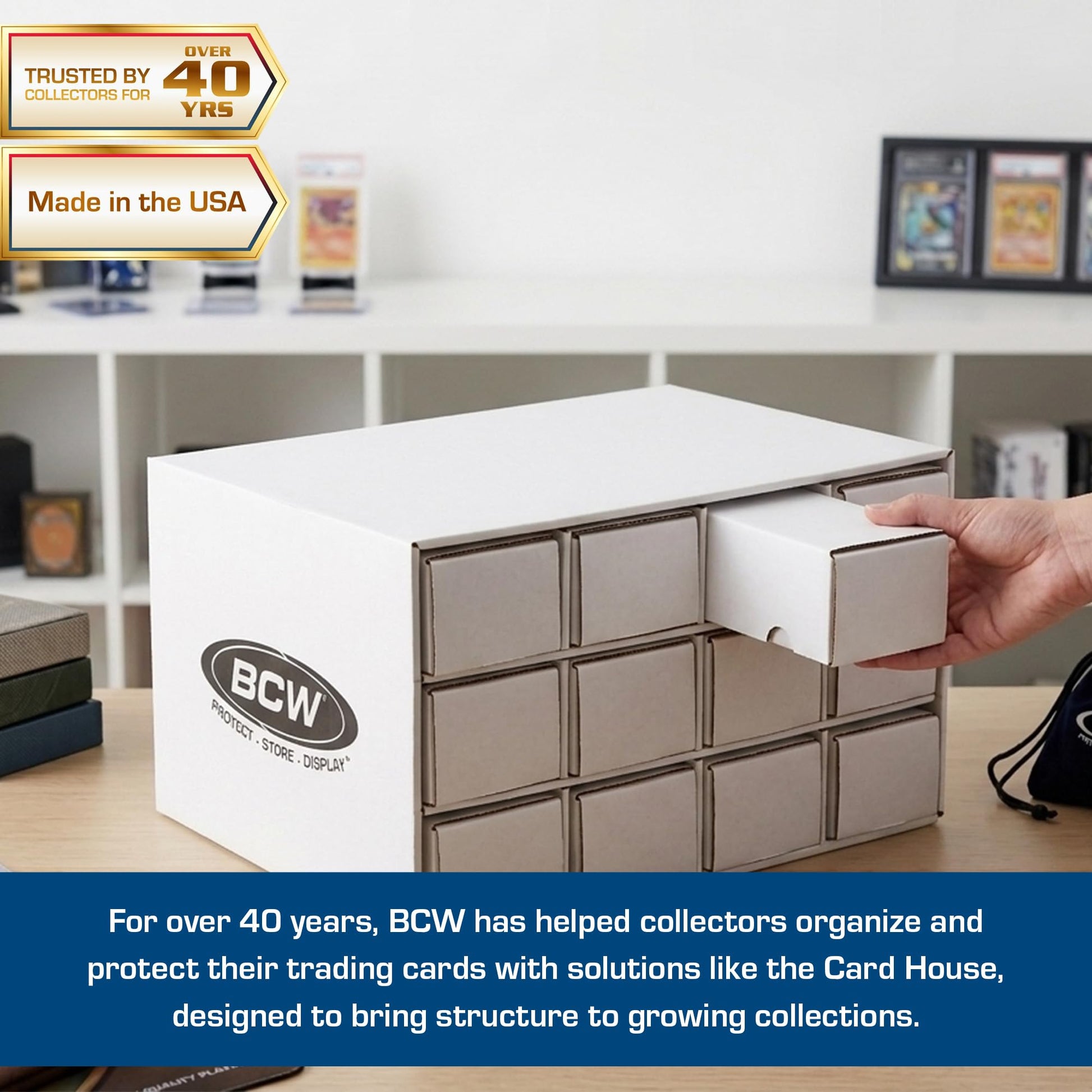 BCW Card House Storage Unit with 12 x 800ct Boxes | Holds Up to 9600 Cards | Organizer for Sports Cards, Pokémon, Magic: The Gathering & More