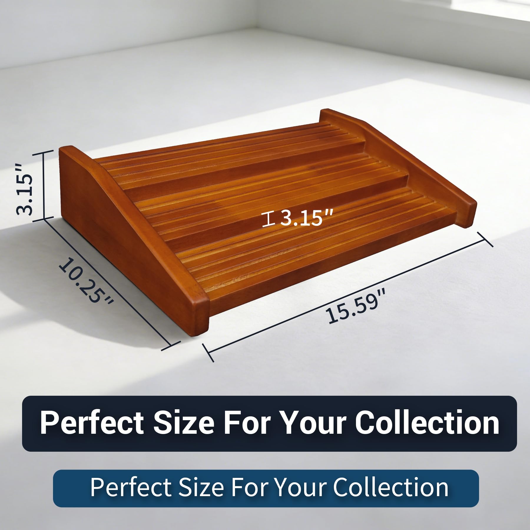 ASmileIndeep 12 Rows Solid Wood Military Challenge Coin Display Stand Holds 90-100 Coins Army Coin Holder Display Police Coin Rack for Countertop