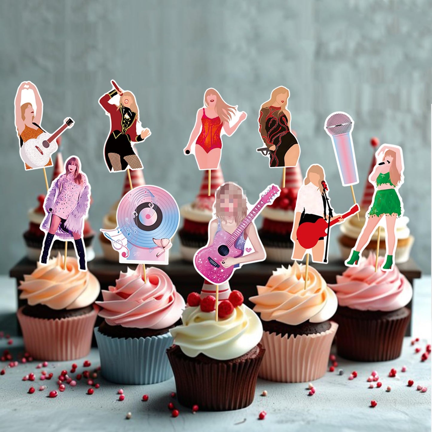 24pcs Popular Happy Birthday Cupcake Toppers, In My Birthday Era Cupcake Toppers, Super Star Party Cake Decorations, In My Era Decorations For Party