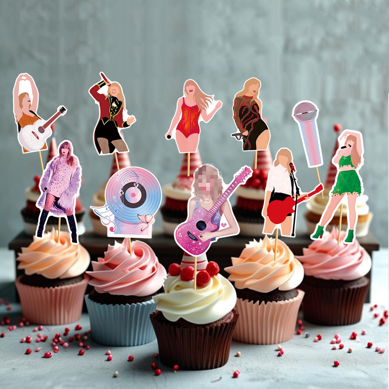 24pcs Popular Happy Birthday Cupcake Toppers, In My Birthday Era Cupcake Toppers, Super Star Party Cake Decorations, In My Era Decorations For Party
