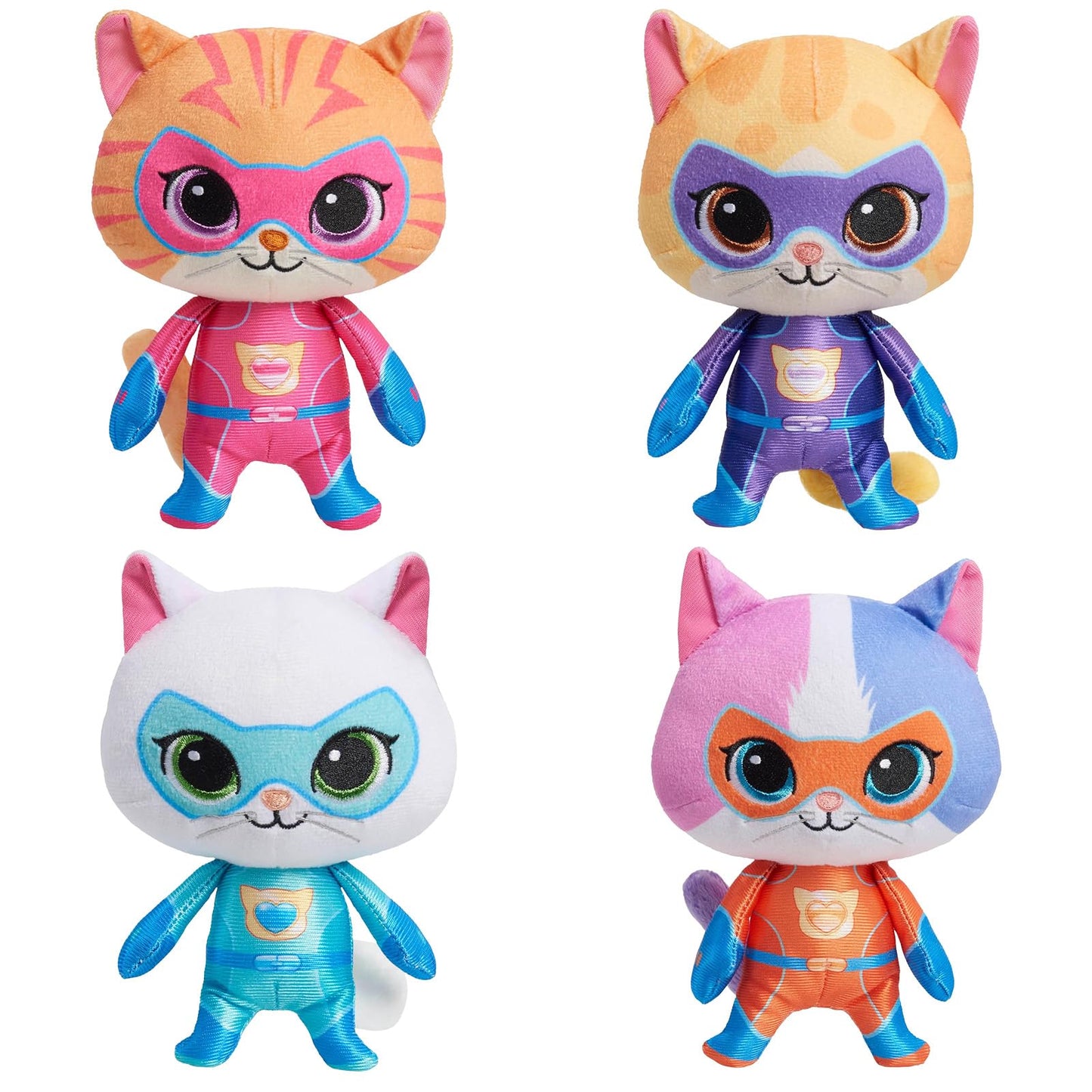 YXCTZKVX Super Cat Plush Toy - Set of 4 Soft Stuffed Animals - Sparks, Buddy, Ginny, Bitsy - Adorable Kitties Gift Set for Children(8Inch)