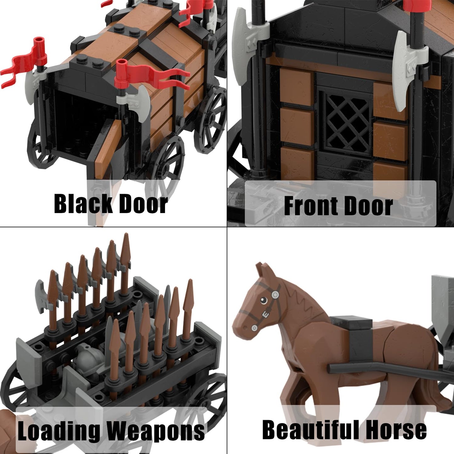 Koowants Medieval Ancient Castle Carriage Building Blocks,Ancient Military Weapons Chariot Building Bricks,Medieval Castle Building Set,MOC Medieval