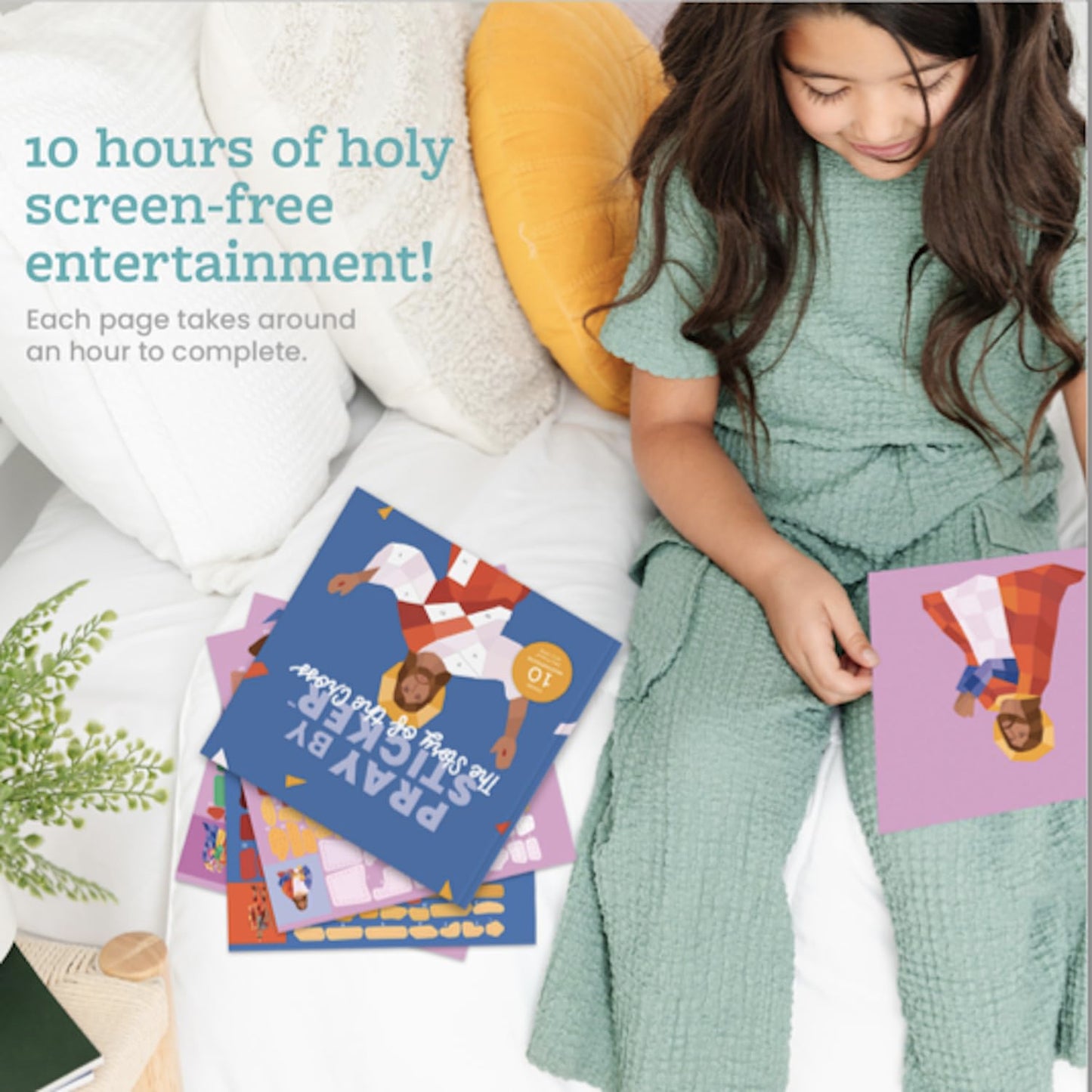 PRAY BY STICKER Book - Story of The Cross Religious Activity - Interactive Faith-Based Learning with Stickers - 9" x 9" Educational & Spiritual Book