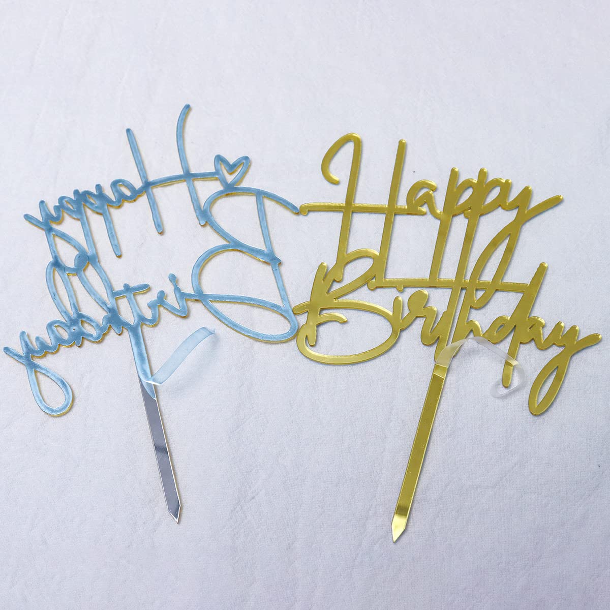 Gold Birthday Cake Topper, 6pcs Acrylic Birthday Cake Toppers Happy Birth Cake Toppers for Decorations Gold Topper for Girls Women's Party Decorations