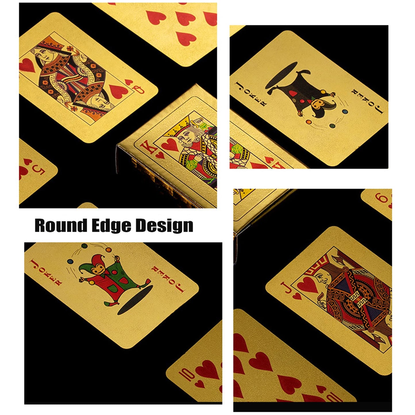 VOVCIG Mini Playing Cards, 2 Deck Gold Miniature Card Set Waterproof Foil Poker Cards Game Poker Traveling Decks Cards for Adults(Gold)