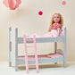 Olivia's Little World 18 in. Doll Wooden Convertible Bunk Bed Stacked on Top or Unstacked as Two Single Beds, Gray with White Polka Dots and Pink