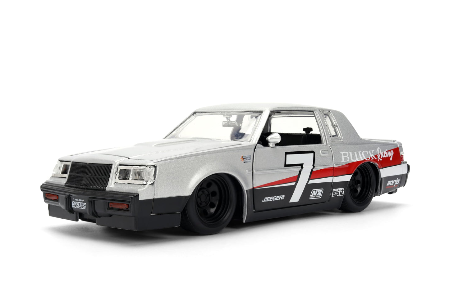 Jada Toys Bigtime Muscle 1:24 1987 Buick Grand National Die-cast Car - Opening Doors, Hood, Trunk, Rubber Tires(Silver/Black)