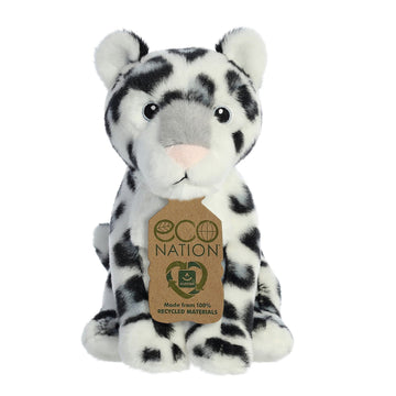 Aurora® Responsibly Made Eco Nation™ Snow Leopard Stuffed Animal - Ideal for Playtime Adventures - Perfect for Birthdays or Just Because - White 7.5