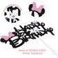 Black Glitter Minnie Inspired Happy Birthday Cake Topper with Pink Bows and White Gloves Girls Birthday Party Decorations Supplies
