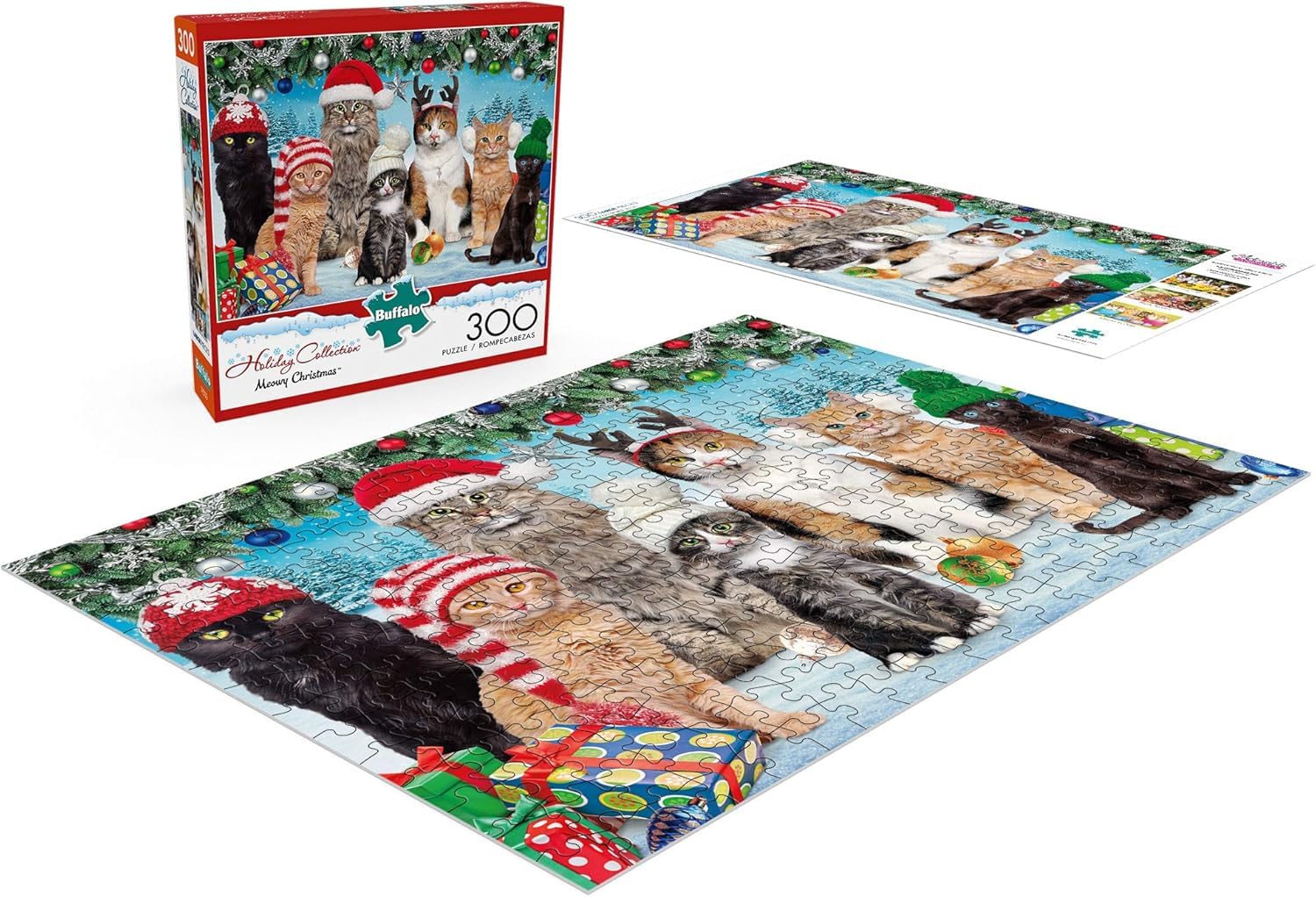 Buffalo Games - Meowy Christmas - 300 Large Piece Jigsaw Puzzle for Adults
