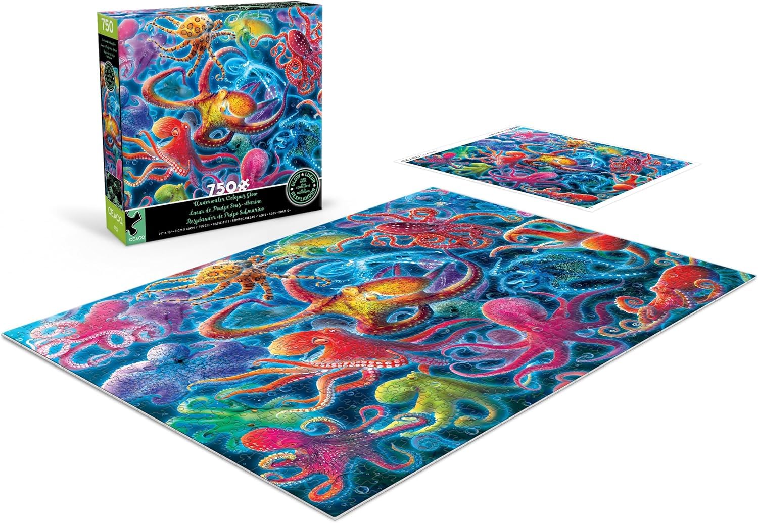 Ceaco - Glow in The Dark - Underwater Octopus - 750 Piece Jigsaw Puzzle