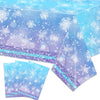 Zhynice Winter Snowflake Plastic Tablecloth Decorations Blue and Purple Snowflake Disposable Plastic Rectangle Table Cover Winter Wonderland