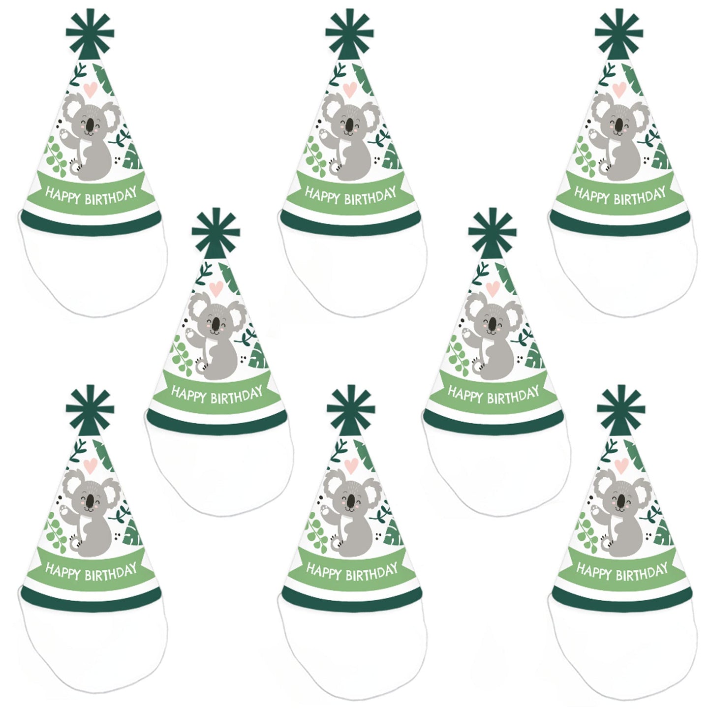Big Dot of Happiness Koala Cutie - Cone Happy Birthday Party Hats for Kids and Adults - Set of 8 (Standard Size)