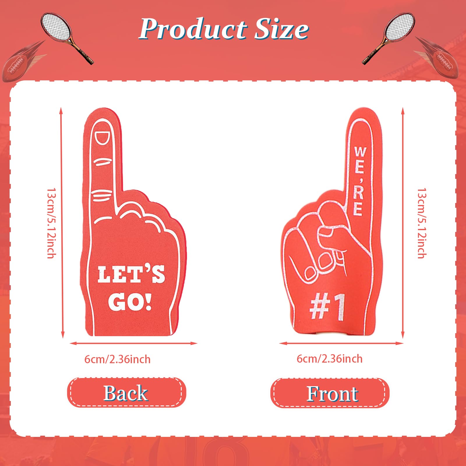 FengRMaT 24 Pieces Mini Foam Finger Sports Party Favors Sports Fan Foam Finger #1 Baseball Football Soccer Team Cheerleader Gifts for Sports Themed