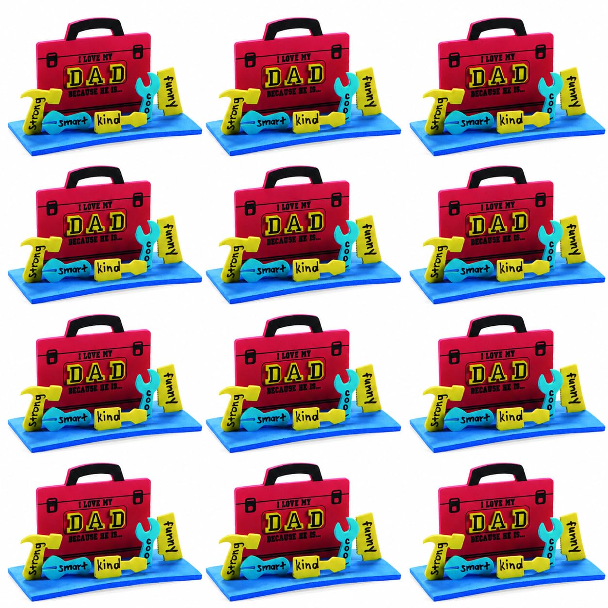 Fun Express I Love My Dad Because Craft Kit - Makes 12 - DIY Father's Day Craft Gift for Kids - Art Craft Kit - 5 3/4 Inch x 3 1/2 Inch - Includes