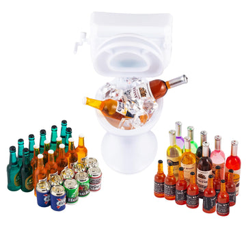 SAMCAMI 21st Birthday Cake Topper, Mini Alcohol Bottles and Mini Toilet, Miniature Things, Miniature Dollhouse Accessories