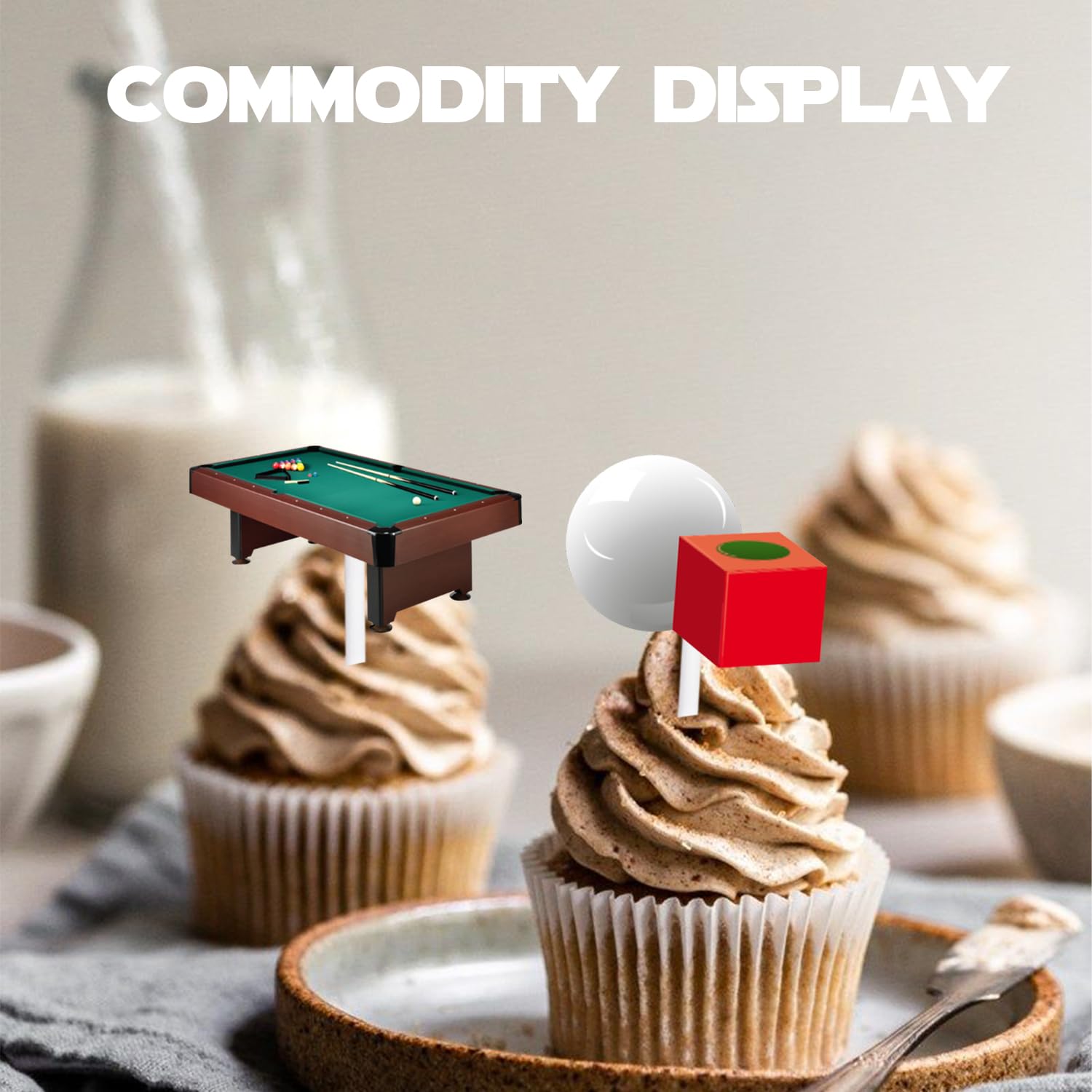 18pcs Glitter Billiards Dessert Cupcake Topper Sport Pool Ball Theme Decor Supplies Men Women Happy Birthday Decorations