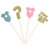 Onesie Question Mark Here for the Sex Centerpiece Sticks for Gender Reveal Party Flower Decorations Boy or Girl Blue or Pink Table Toppers - Pack of 8