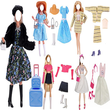 Doll Clothes, 5 Sets Outfits Winter Dresses Pants Windbreaker Hat for 11.5 inch Dolls Accessories Random Style (G)