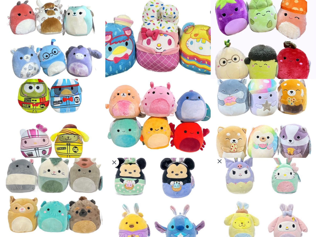 Squishmallows Official Kellytoy 8" Plush Mystery Pack - Styles Will Vary that Includes Three 8" Plush and One Squooshems