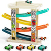 TOP BRIGHT Toddler Toys for 2 Year Old Boy, Wooden Car Ramp Race Track Set, Car Toys for Toddlers 1-3 with Cars and a Garage, Montessori Toys for 12