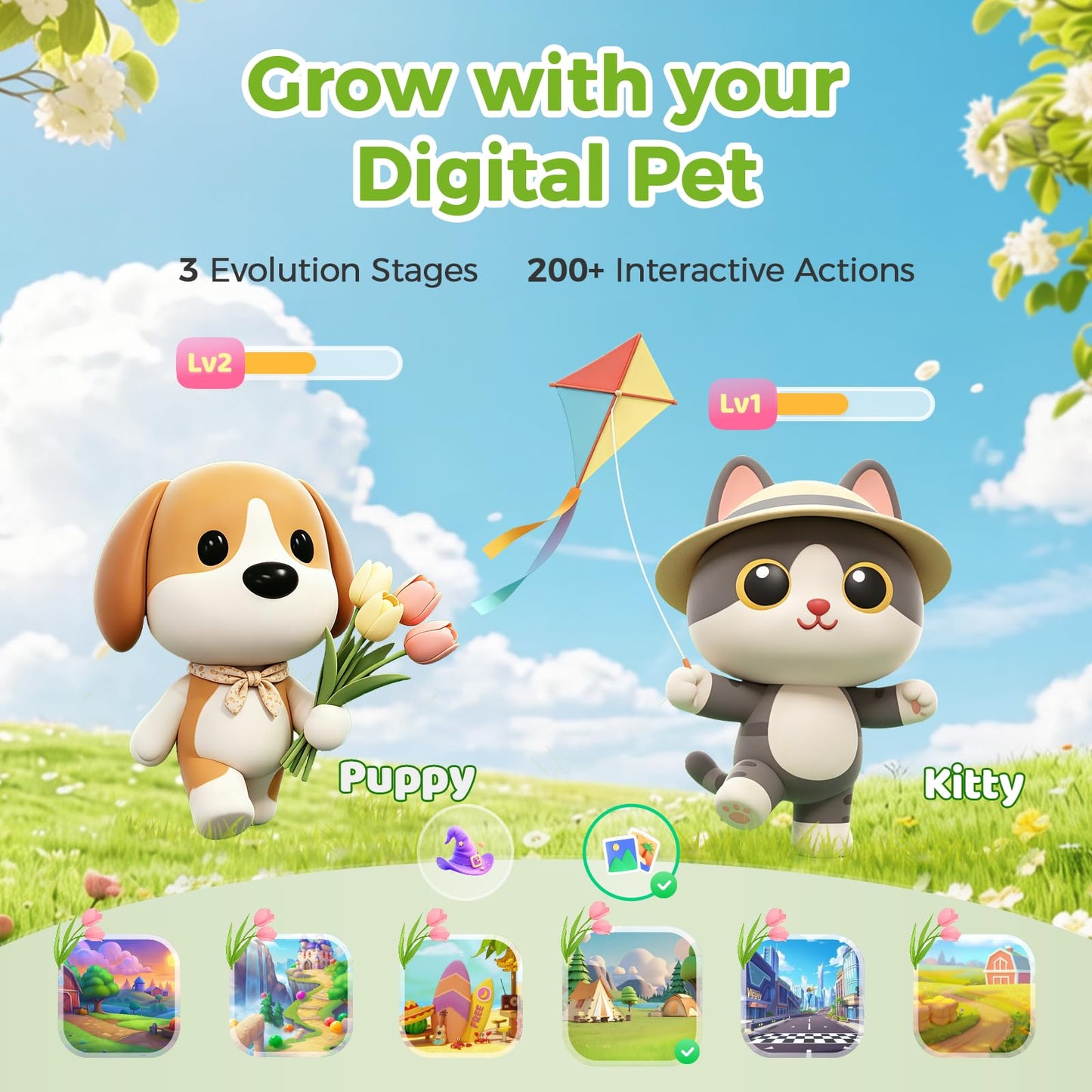 Pawpal Alarm Clock for Kids & Toddlers - Kids Alarm Clock with Stories, Music, Podcast, Schedule, Ok-to-Wake, Digital Pet, Nightlight, Parental