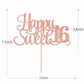 Rose Gold Glitter Happy Sweet 16 Cake Topper - Happy 16th Birthday Cake Decor - Hello 16, Cheers to 16 Years Birthday Party Decoration Supplies