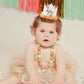 1/2 Birthday Flower Crown - 6 Months Party Hat, Cake Decor, Photography Prop for Boy/Girl in White