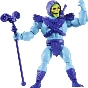 Masters of the Universe Origins Action Figure Skeletor, 5.5 Inch 1980s Motu TV Villain, Detailed Design with Harness, Havoc Staff & Sword