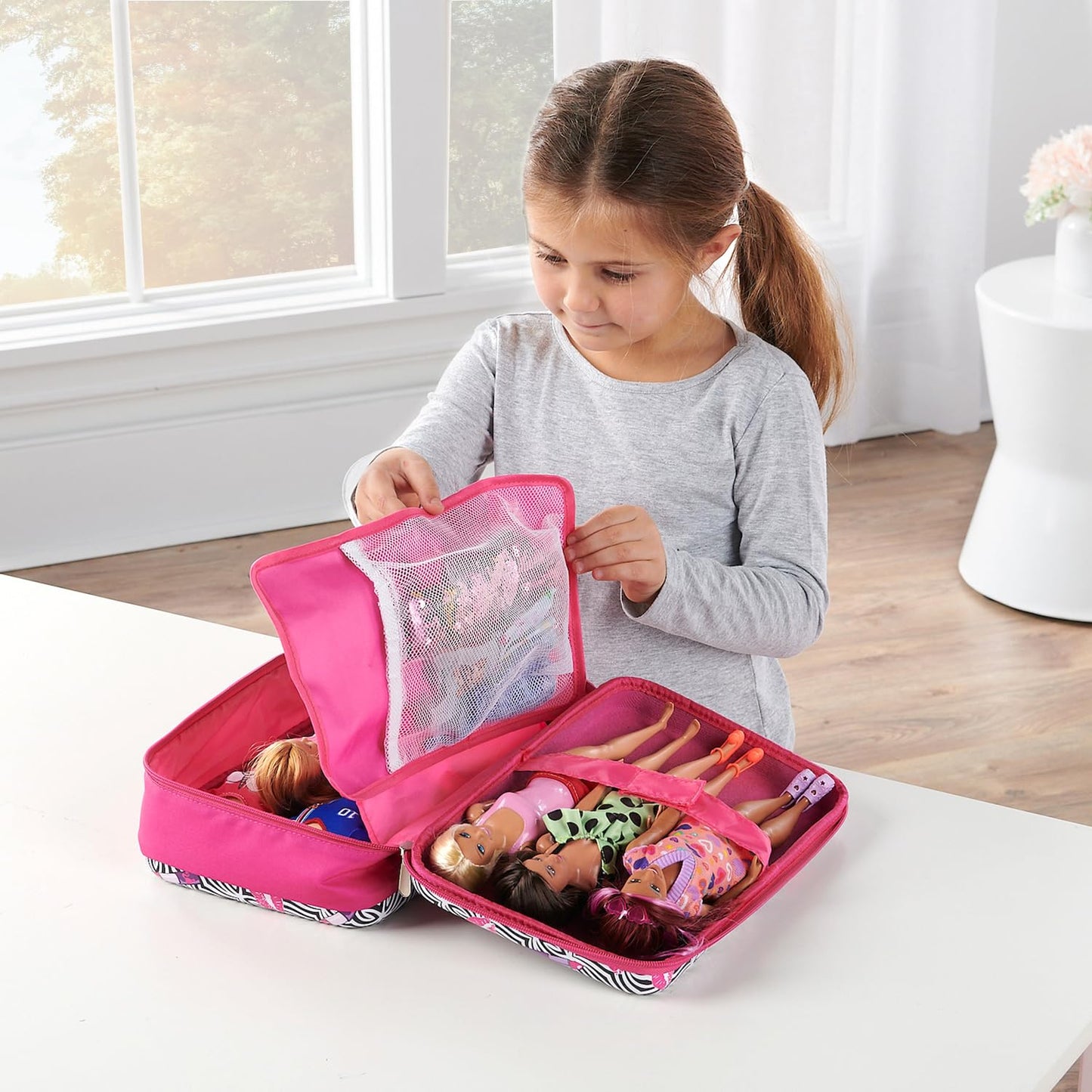 Badger Basket Stylish Travel Case for 12 Inch Fashion Dolls - Storage Solution with Pockets for Doll Accessories - Best for On-The-Go Travel