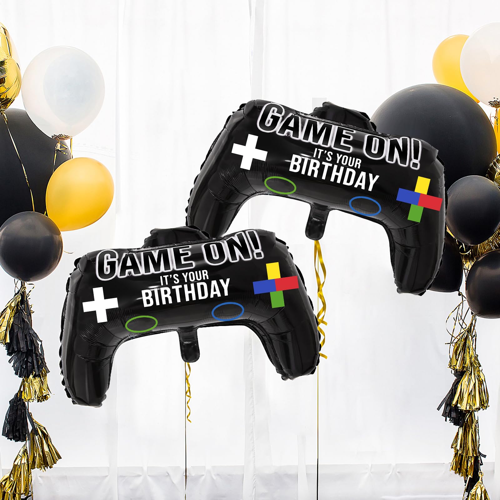 Gejoy 8 Pcs Game Controller Foil Balloons, 23.6 x 15.7 Inch Video Game Party Balloons for Gamer Birthday Party, Halloween, Video Games Themed