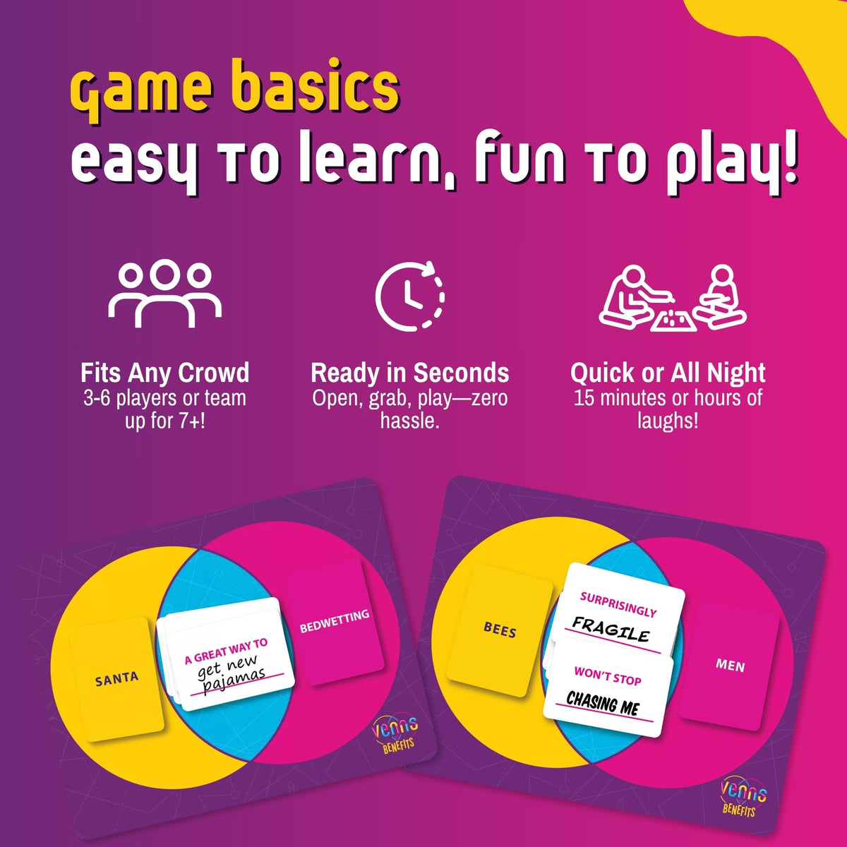 VENNS WITH BENEFITS - Fun Board Game About Venn Diagrams for 3+ Players